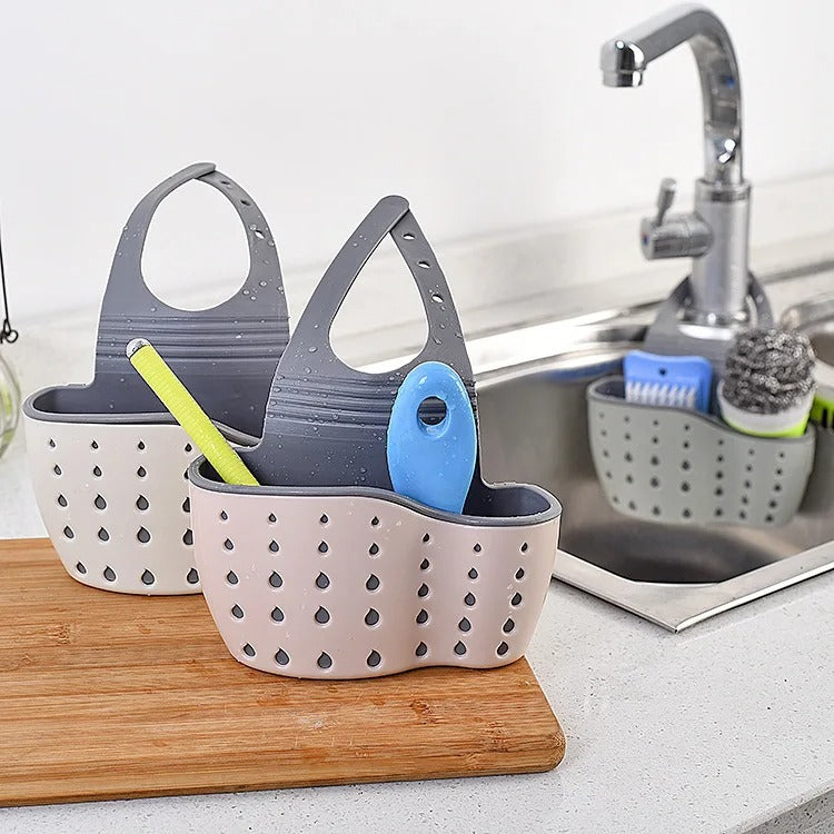 Storage Drain Basket Kitchen Sink Holder Adjustable Soap Sponge