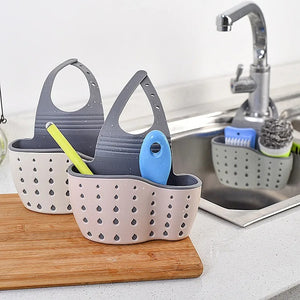 Storage Drain Basket Kitchen Sink Holder Adjustable Soap Sponge